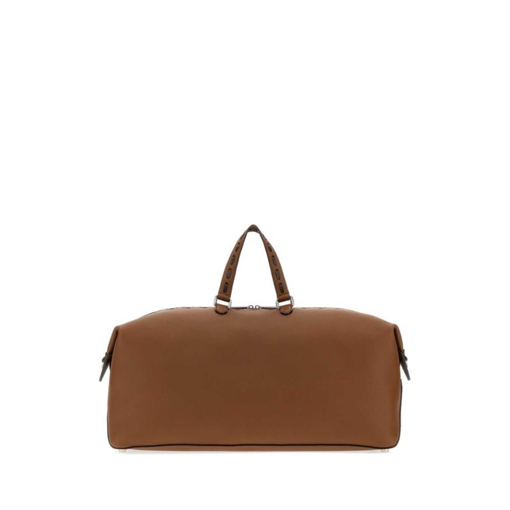 Fendi Men Brown Leather Fendi Lui 55 Shopping Bag
